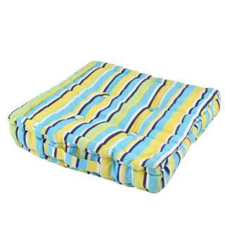 Подушка для стульев 40х40х8 см в полоску черную желтую голубую