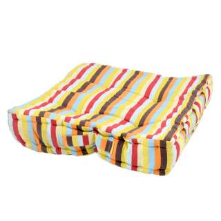 Подушка для стульев 40х40х8 см в полоску желтую голубую оранжевую и коричневую