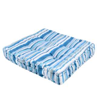 Подушка для стульев 40х40х8 см в полоску синюю голубую белую