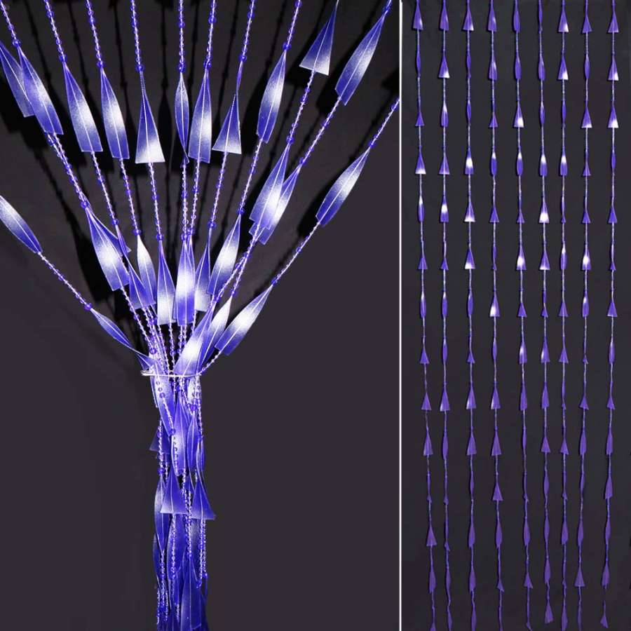 Штора декоративна пластик спіраль з намистинками 80х175 см фіолетова