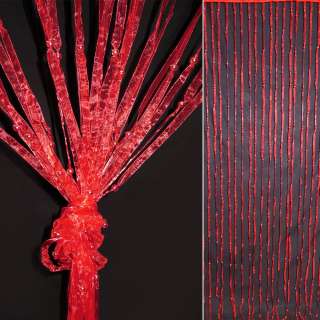 Штора декоративная из капроновой тесьмы 80х175 см красная