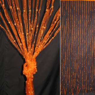 Штора декоративная из капроновой тесьмы 80х175 см оранжевая