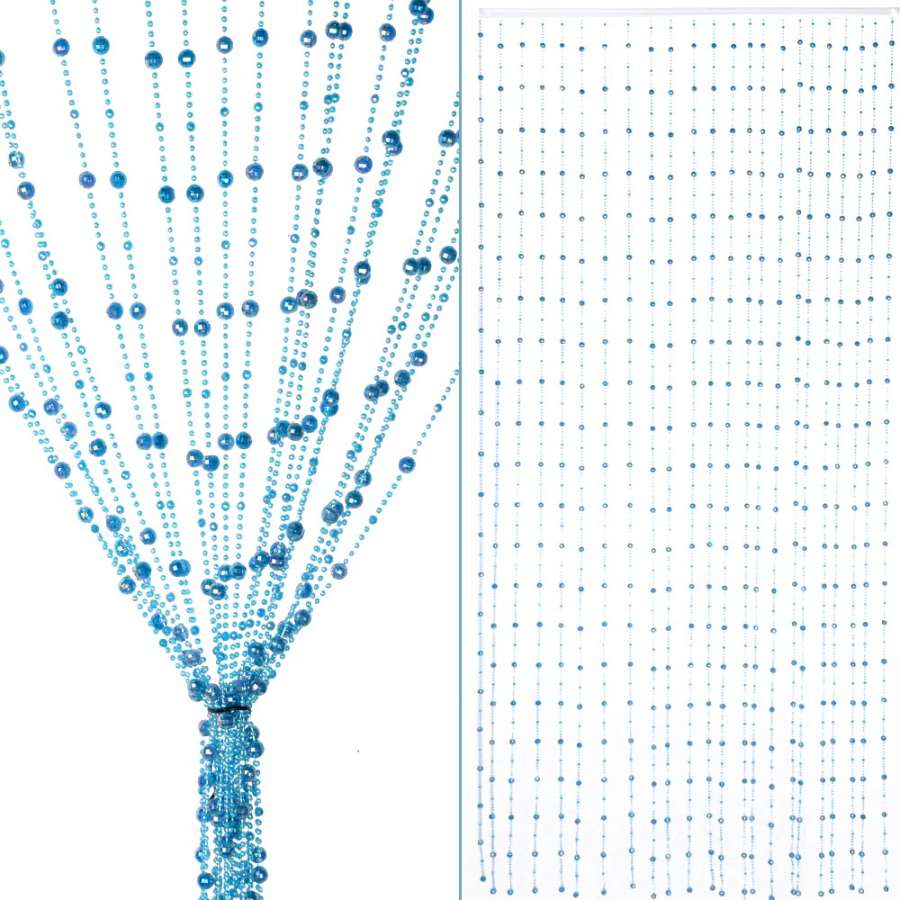 Штора декоративная пластик граненый шарик 80х175 см синяя