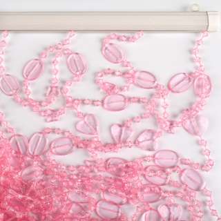 Штора декоративная пластик сердечки бабочки 90х175см розовая