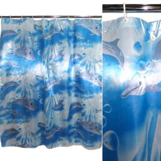 Шторка для ванной атласная с дельфинами 165х165 см голубая