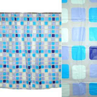 Шторка для ванной мозаика квадраты 178х183 см фиолетово-голубая