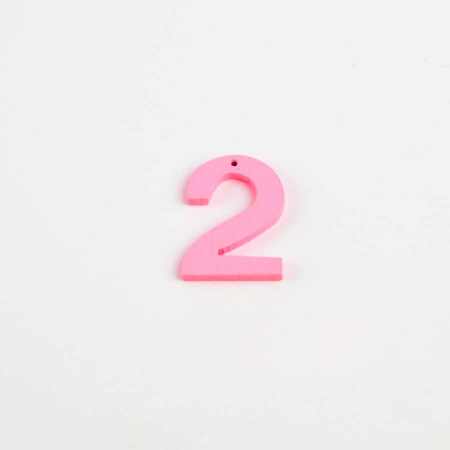 Пришивной декор цифра 2 розовая, 25мм