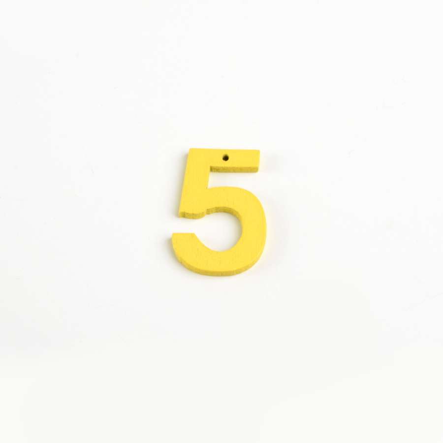 Пришивной декор цифра 5 желтая, 25мм