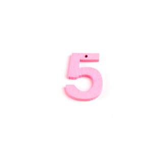 Пришивной декор цифра 5 розовая, 25мм