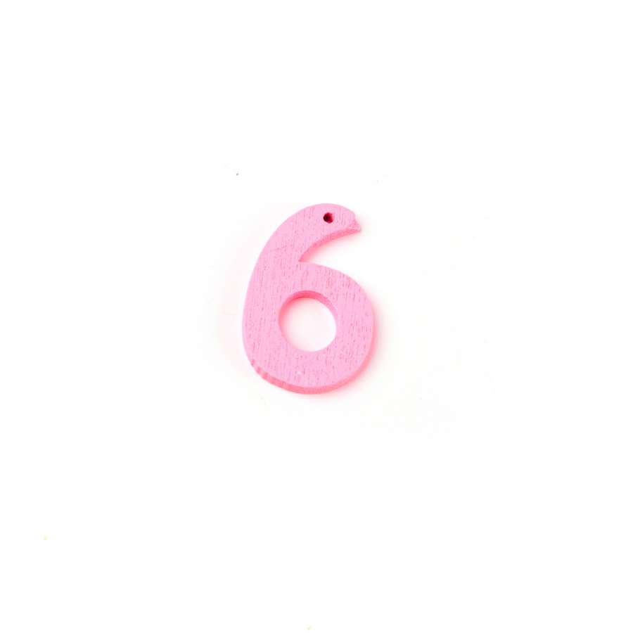 Пришивний декор цифра 6 рожева, 25мм