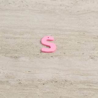 Пришивний декор літера S рожева, 25мм