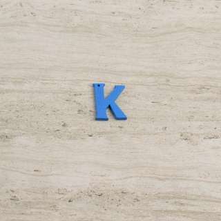 Пришивний декор літера K синя, 25мм
