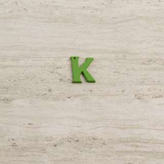 Пришивний декор літера K зелена, 25мм
