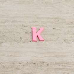 Пришивной декор буква K розовая, 25мм