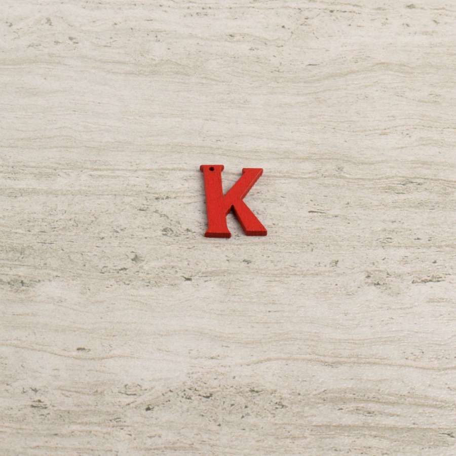 Пришивной декор буква K красная, 25мм