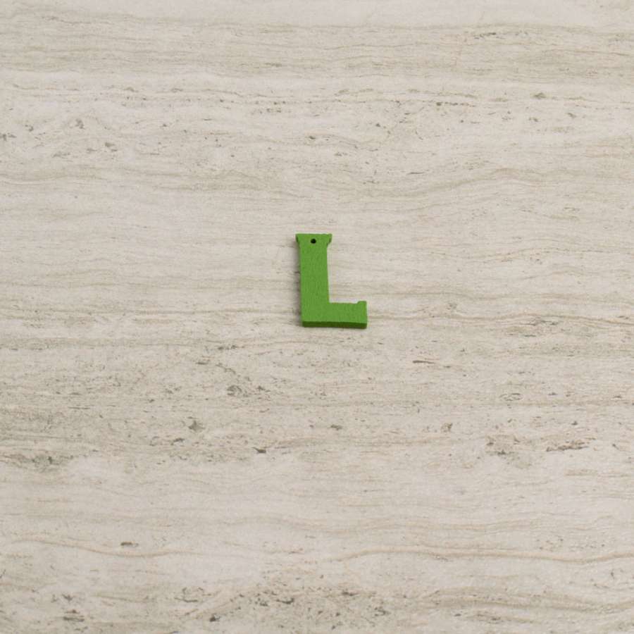 Пришивной декор буква L зеленая, 25мм