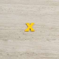 Пришивной декор буква X желтая, 25мм