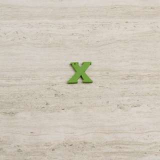 Пришивной декор буква X зеленая, 25мм