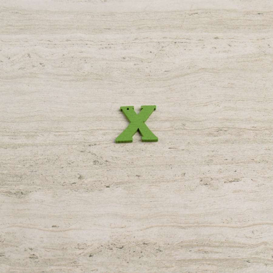 Пришивний декор літера X зелена, 25мм