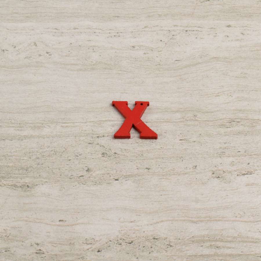 Пришивной декор буква X красная, 25мм