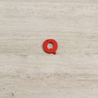 Пришивной декор буква Q красная, 25мм