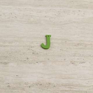 Пришивний декор літера J зелена, 25мм