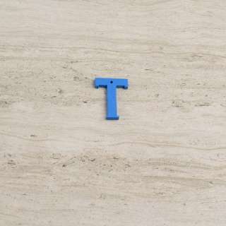 Пришивний декор літера T синя, 25мм