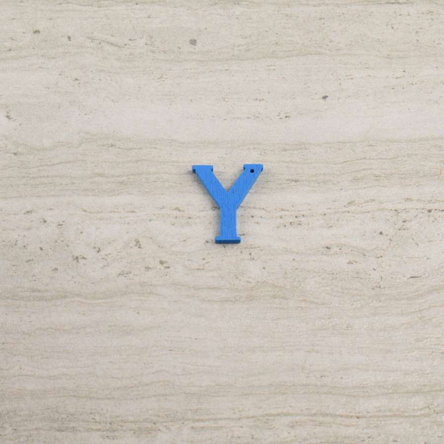 Пришивний декор літера Y синя, 25мм