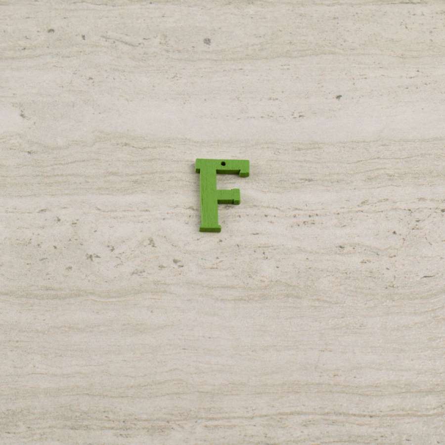 Пришивний декор літера F зелена, 25мм
