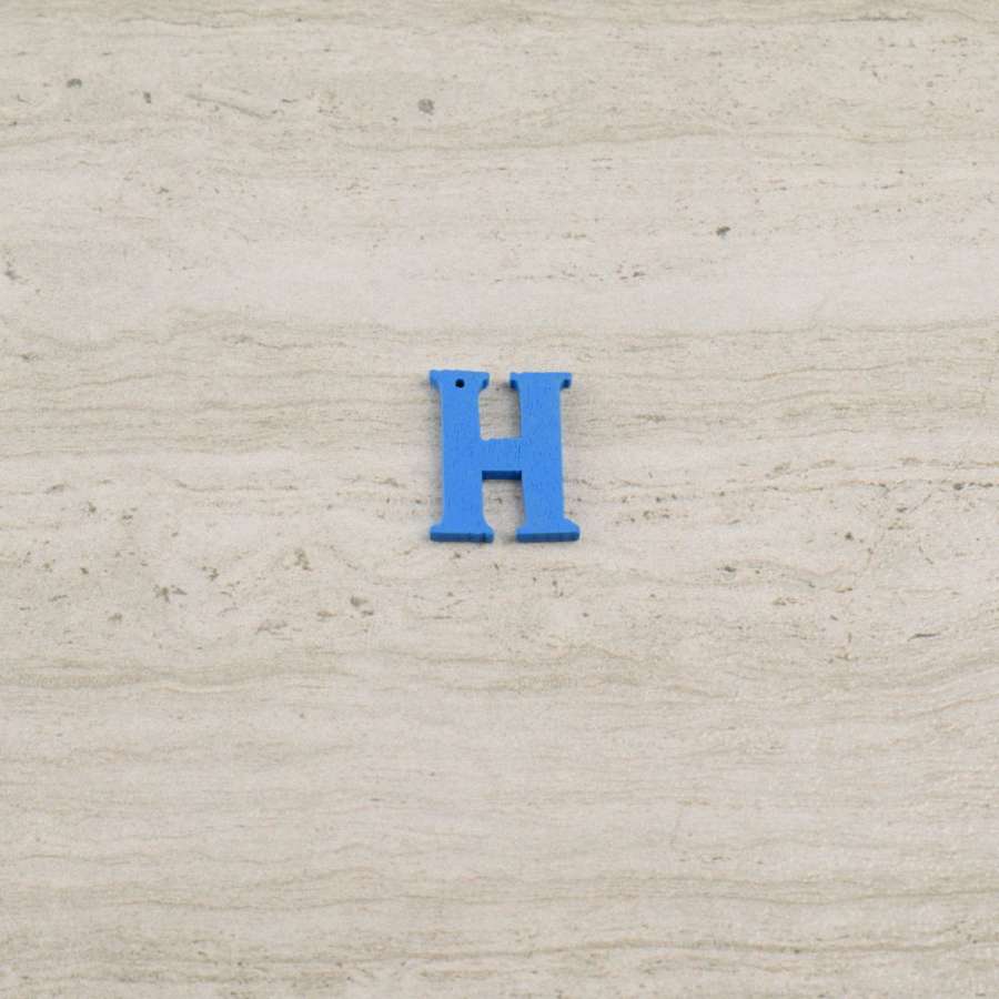 Пришивной декор буква H синяя, 25мм