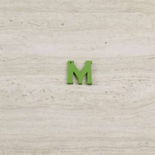 Пришивной декор буква M зеленая, 25мм