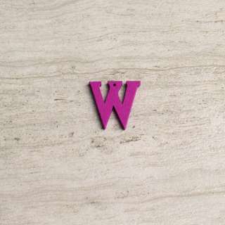 Пришивний декор літера W фіолетова, 25мм