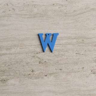 Пришивний декор літера W синя, 25мм