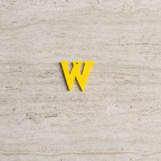 Пришивний декор літера W жовта, 25мм