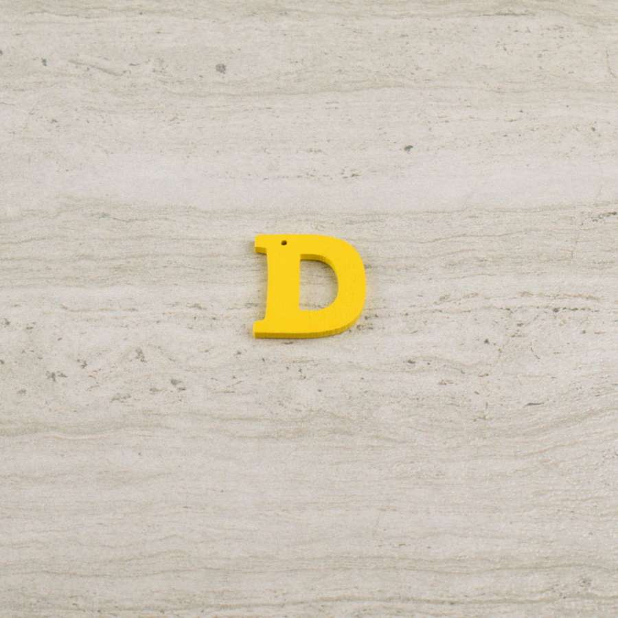Пришивной декор буква D желтая, 25мм