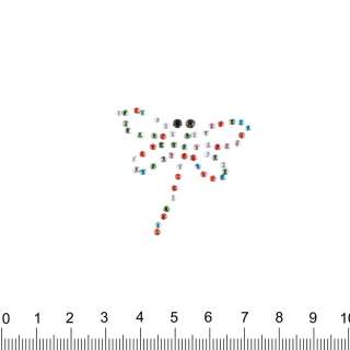 Термоапликация стразы металл Стрекоза 35х40мм разноцветная