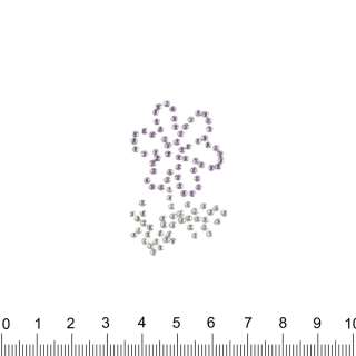 Термоапликация стразы металл Цветок с листиком 30х45мм сиренево-серебристая