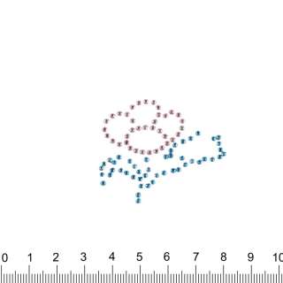 Термоапликация стразы металл Цветок 40х50мм розово-синяя