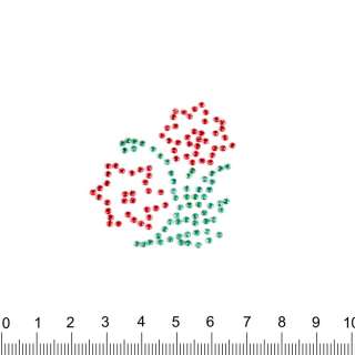 Термоапликация стразы металл Цветы 40х50мм красно-зеленая