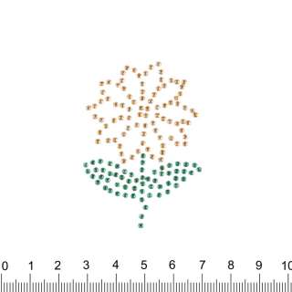 Термоапликация стразы металл Цветок 40х60мм золотоисто-зеленая