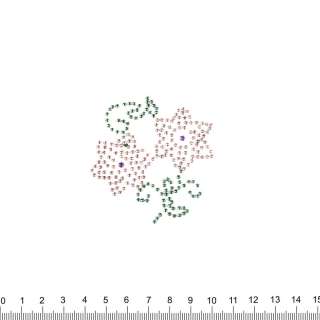 Термоапликация стразы металл Цветок 60х60мм сиренево-зеленая