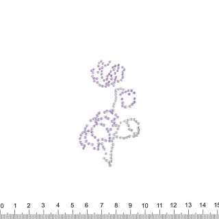 Термоапликация стразы металл Цветок 40х80мм серебристо-сиреневая