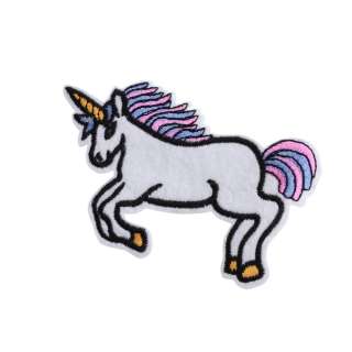 Термоаппликация Единорог с гривой розово-сиреневой 100х60мм