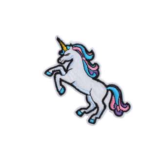 Термоаппликация Единорог с гривой розово-голубой 80х40мм