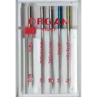 Иглы комби ORGAN MIX (набор 5 шт) для бытовых швейных машин