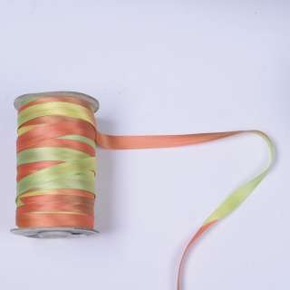 Косая бейка атласная 16мм (5/8") радуга желто-оранжевая