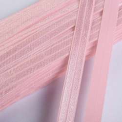 Коса бейка стрейч 15 мм рожева світла
