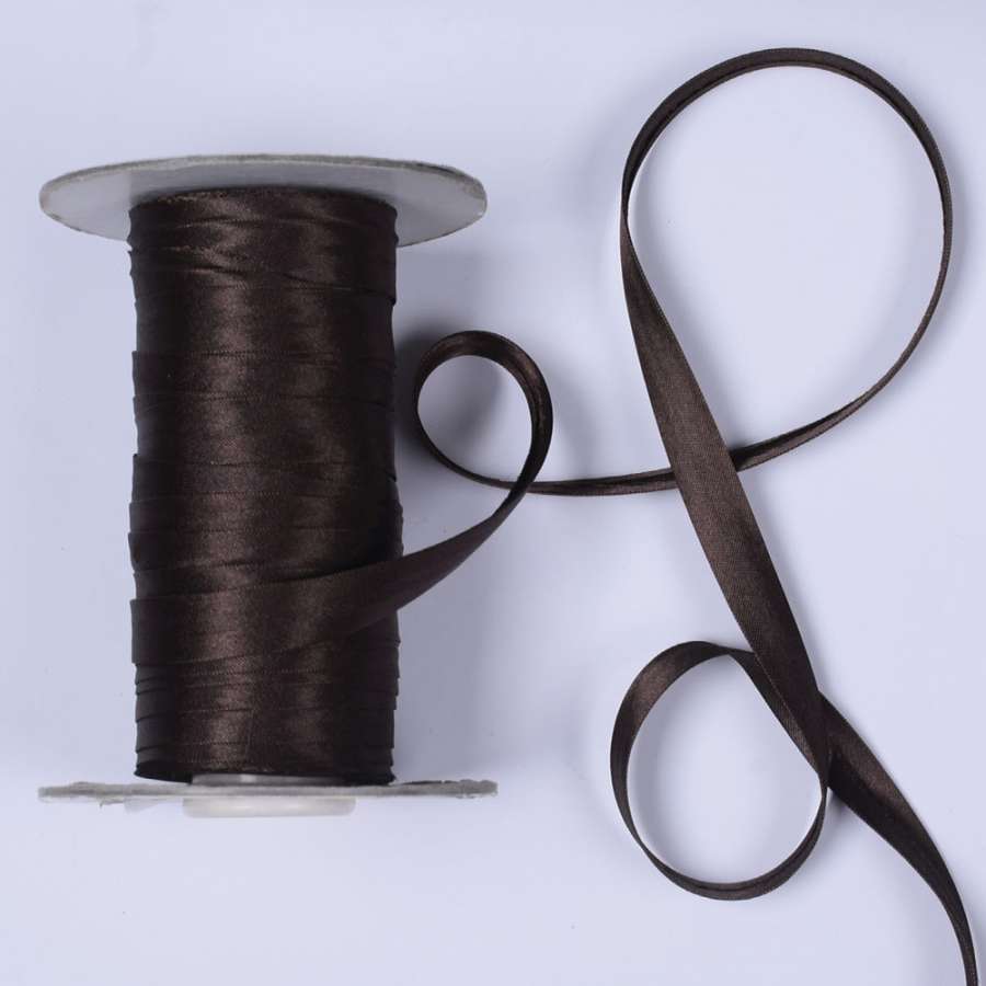 Косая бейка 15мм на метраж (086) коричневая темная