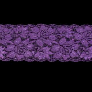 Кружево стрейч розы 100мм фиолетовое