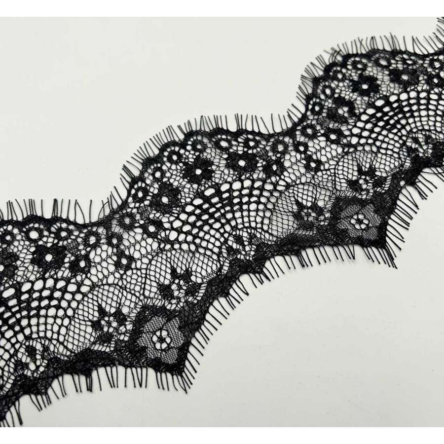 Кружево шантильи черное 80 мм (1м) синтетическое